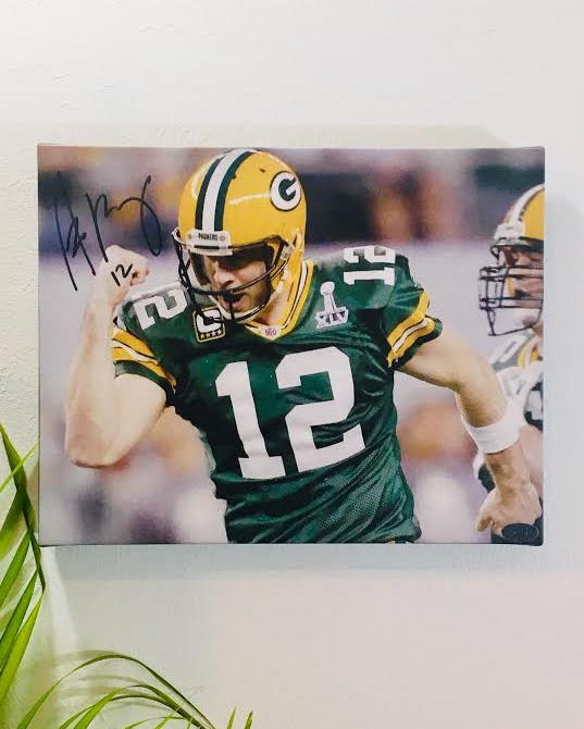 Aaron Rodgers Green Bay Packers Facsimile Autograph 11x14 Canvas Print Wall Art