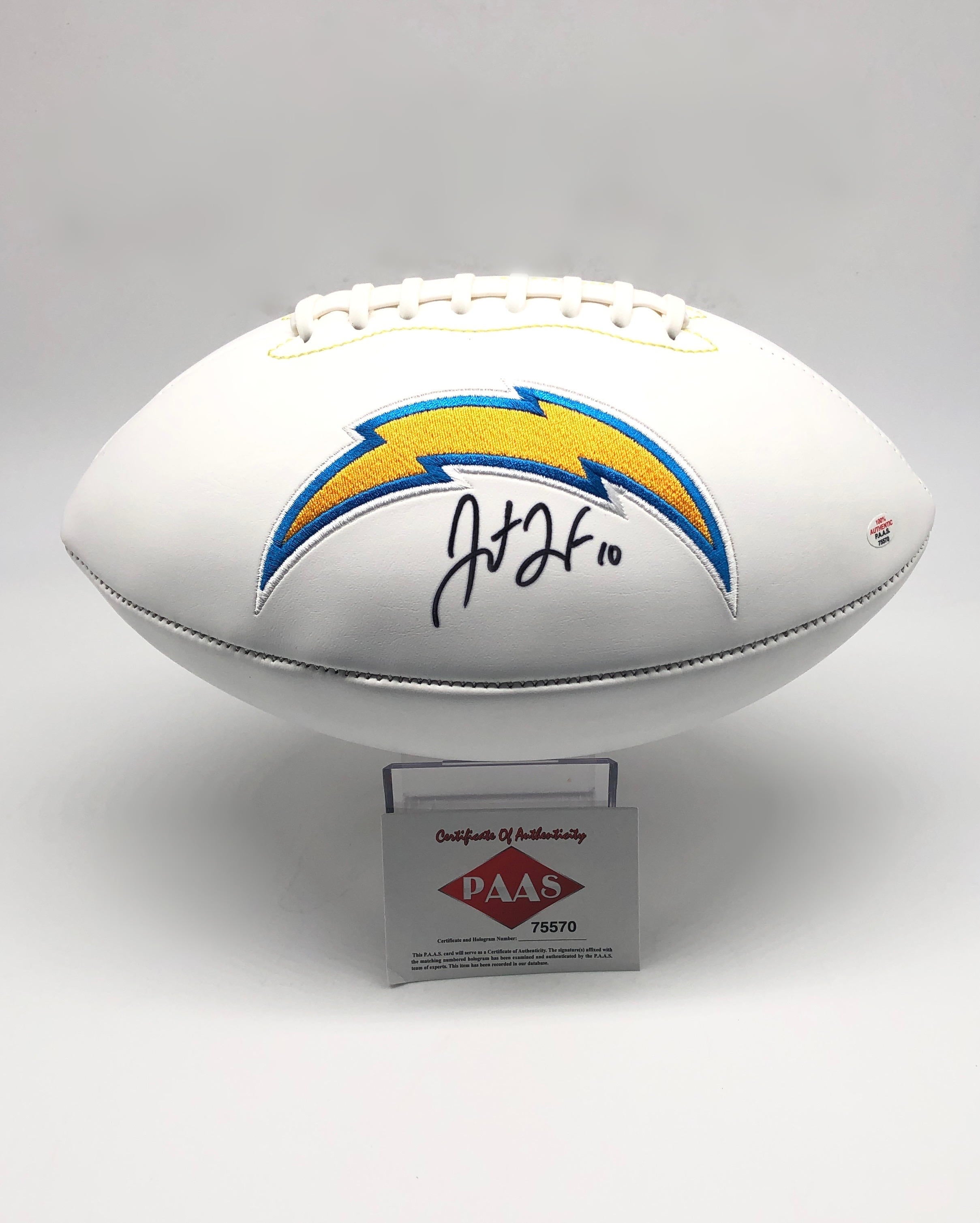 Los Angeles Chargers Justin Herbert Autographed Framed Powder Blue